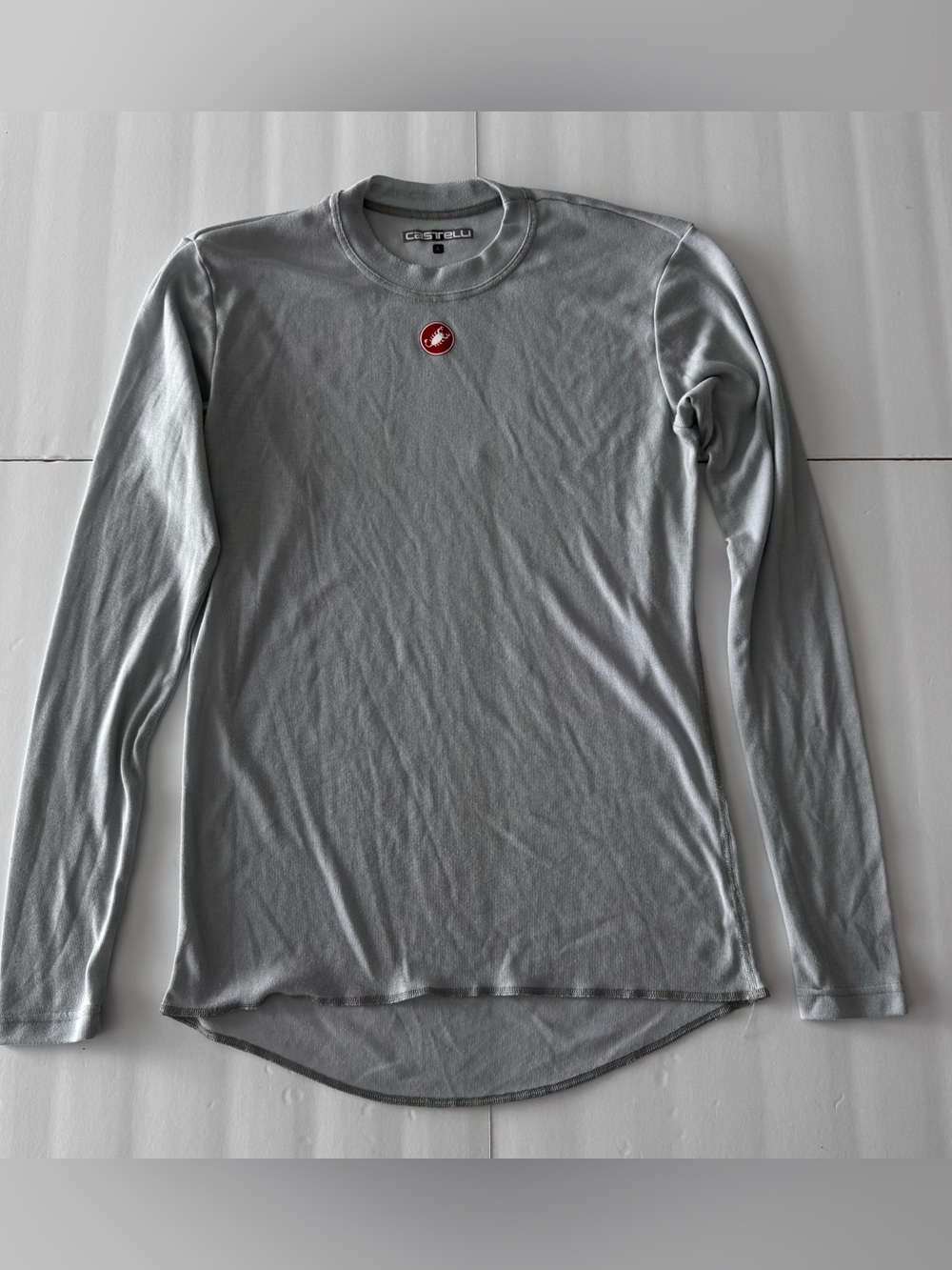 Castelli Rosso Corsa Long Sleeve Cycling Base Layer Shirt Men L Gray